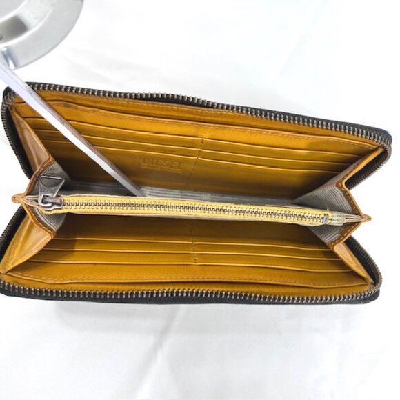 Vgt  Diesel  Black Leather Wallet Full Zip Store Mone & Credit Card Logo (64) - Picture 11 of 11